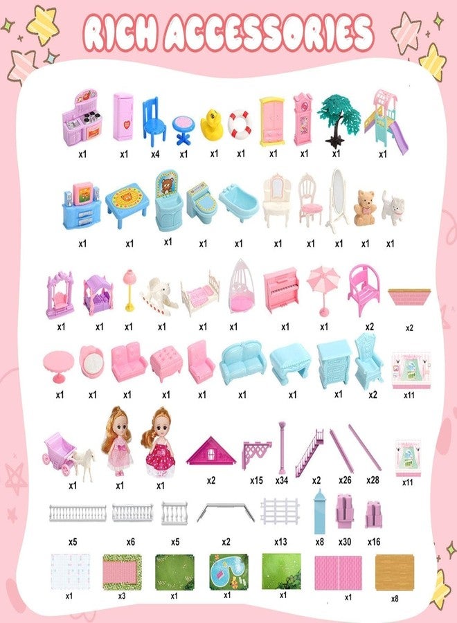 RABJET بيت الدمى رابجيت، 4 طوابق و11 غرفة، ألعاب للبنات، بيت لعب مع دميتين، سقف مضيء، إكسسوارات، أثاث، هدية مثالية للعب التخيلي للفتيات من عمر 3 إلى 12 سنة، متعدد الألوان - Image 4